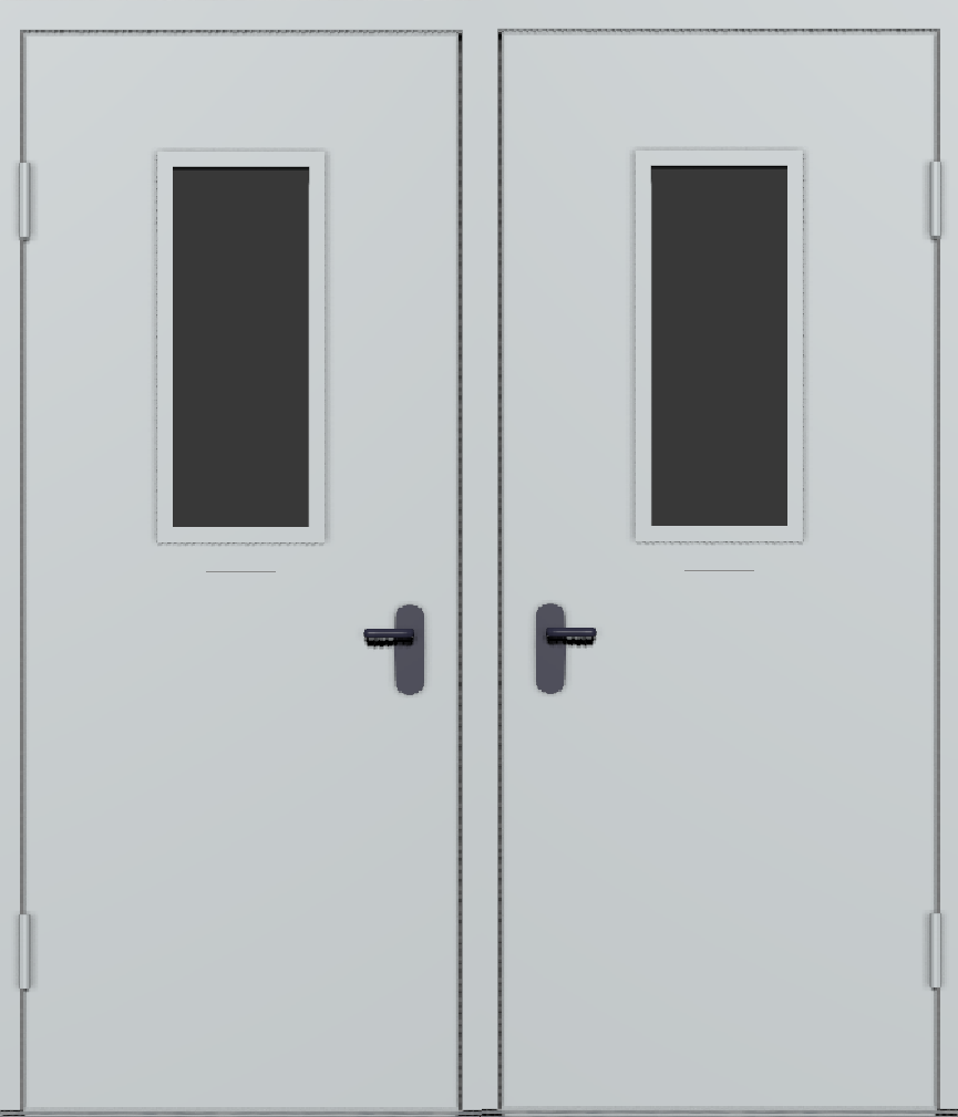 Дверь металлическая противопожарная одностворчатая (однопольная) с остеклением